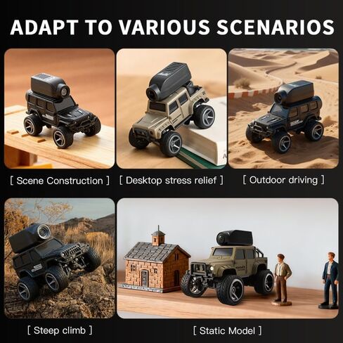 KF32 1:64 Die-Cast RC Crawler with Camera, Full-Scale 4WD Mini Desktop Off-Road Remote Control Car, High-Performance Racing Model(Black) in Saudi Arabia