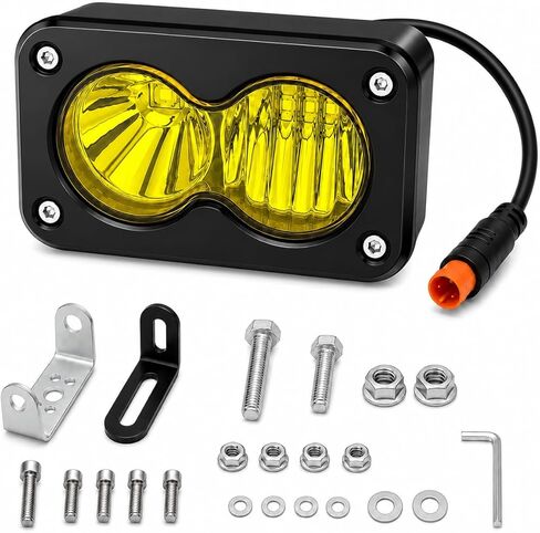 Upgrade LED Baja Headlight for Ridstar Q20/Q20 Lite/Q20 Pro,20W 6000-6500K Waterproof 3-Pin Plug and Play w/Mount Bracket,Yellow High Beam Light in Saudi Arabia