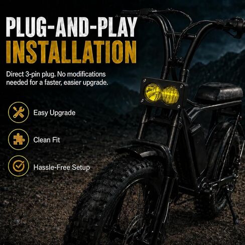 Upgrade LED Baja Headlight for Ridstar Q20/Q20 Lite/Q20 Pro,20W 6000-6500K Waterproof 3-Pin Plug and Play w/Mount Bracket,Yellow High Beam Light in Saudi Arabia
