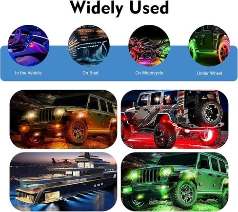 4PCS RGB LED Rock Lights, Underglow Multicolor Neon Light, Footwell Wheel Well Light Pods, with APP Control & Music Mode, Rock Lights for Trucks, SUV, ATV, UTV, Pickup, Motorcycles in Saudi Arabia