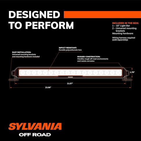 SYLVANIA - Rugged 20 Inch Flood LED Light Bar - Lifetime Limited Warranty - Floodlight 7200 Raw Lumens - Quality Off Road Driving Work Light - For Truck, Boat, Tractor, ATV, UTV, SUV, 4x4 (1 PC) in Kuwait
