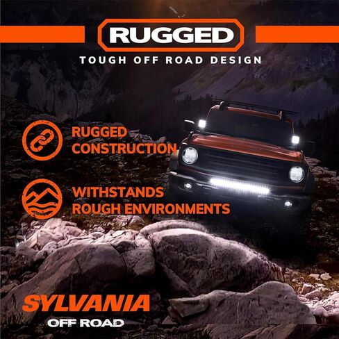 SYLVANIA - Rugged 20 Inch Flood LED Light Bar - Lifetime Limited Warranty - Floodlight 7200 Raw Lumens - Quality Off Road Driving Work Light - For Truck, Boat, Tractor, ATV, UTV, SUV, 4x4 (1 PC) in Kuwait