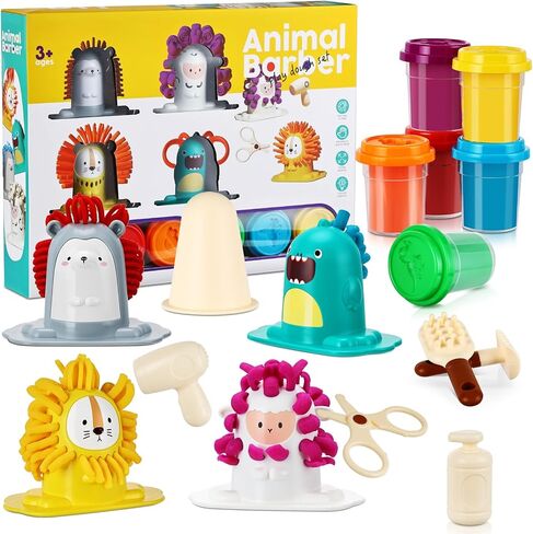 Play Color Dough Set for Kids Ages 2-4, 16PCS Hair Salon Dough, Non-Toxic 2 oz. Cans, Art Crafts Haircut Play Toys for Girls Boys 4-8, Play Barber Doh Set, Back to School Gifts, Prizes, & Party Favors in Saudi Arabia