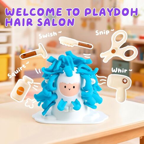 Play Color Dough Set for Kids Ages 2-4, 16PCS Hair Salon Dough, Non-Toxic 2 oz. Cans, Art Crafts Haircut Play Toys for Girls Boys 4-8, Play Barber Doh Set, Back to School Gifts, Prizes, & Party Favors in Saudi Arabia