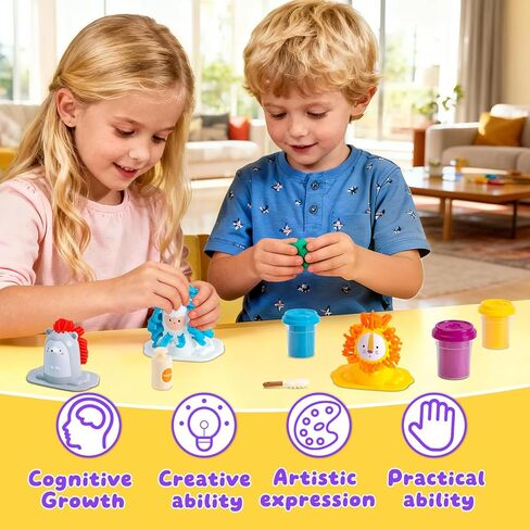 Play Color Dough Set for Kids Ages 2-4, 16PCS Hair Salon Dough, Non-Toxic 2 oz. Cans, Art Crafts Haircut Play Toys for Girls Boys 4-8, Play Barber Doh Set, Back to School Gifts, Prizes, & Party Favors in Saudi Arabia