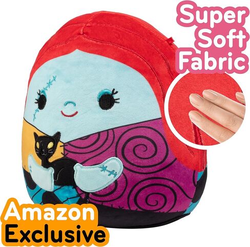 Squishmallows Original 8-Inch Sally with Cat - Nightmare Before Christmas - Official Jazwares Disney Plush - Collectible Soft & Squishy Stuffed Animal Toy - Gift for Kids, Girls & Boys in Kuwait