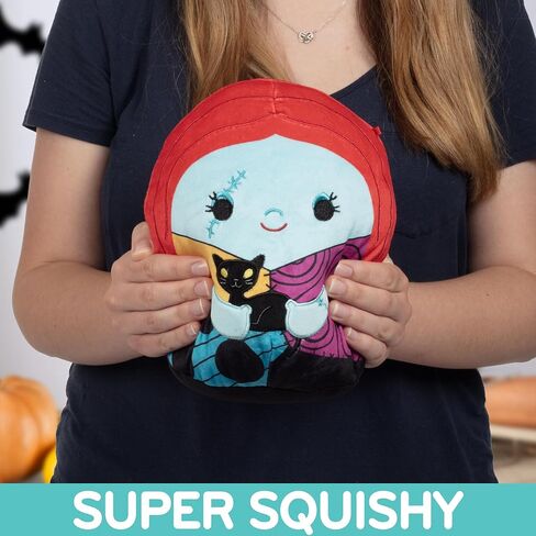 Squishmallows Original 8-Inch Sally with Cat - Nightmare Before Christmas - Official Jazwares Disney Plush - Collectible Soft & Squishy Stuffed Animal Toy - Gift for Kids, Girls & Boys in Kuwait