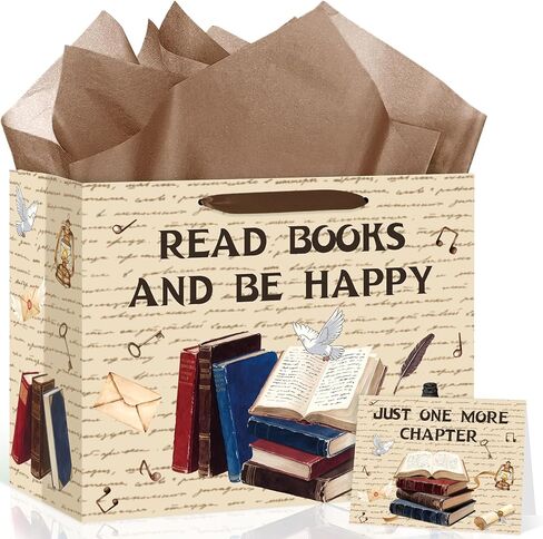 Book Theme Party Favors Supplies Pink Book Gift Bag with Wrapping Paper and Card Flowers Book Lovers Club Party Decorations Reading Books Wrapping Paper Bag Librarian Birthday Party Christmas Gifts in Kuwait