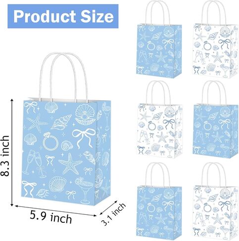 Last Toast On The Coast Beach Bachelorette Party Favor Bags Beach Seashell and Champagne Bridal Shower Gift Goodie Bags with Handles 12PCS Costal Theme Party Supplies for Blue Bow Wedding Birthday Decor in Saudi Arabia