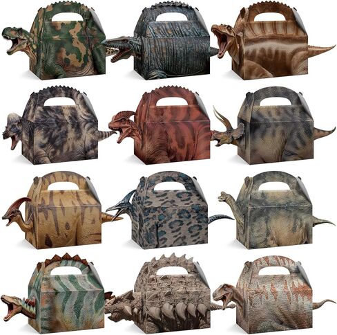 Bsenhe 12PCS Dinosaur Party Favors Boxes, Dinosaur Birthday Decorations, Dino Theme Goodie Boxes Candy Gift Bags for Baby Shower Birthday Party Supplies (12) in Saudi Arabia