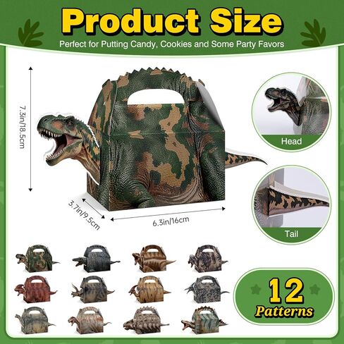 Bsenhe 12PCS Dinosaur Party Favors Boxes, Dinosaur Birthday Decorations, Dino Theme Goodie Boxes Candy Gift Bags for Baby Shower Birthday Party Supplies (12) in Saudi Arabia