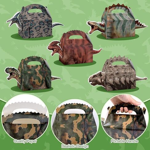 Bsenhe 12PCS Dinosaur Party Favors Boxes, Dinosaur Birthday Decorations, Dino Theme Goodie Boxes Candy Gift Bags for Baby Shower Birthday Party Supplies (12) in Saudi Arabia