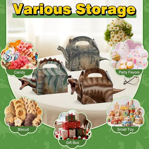 Bsenhe 12PCS Dinosaur Party Favors Boxes, Dinosaur Birthday Decorations, Dino Theme Goodie Boxes Candy Gift Bags for Baby Shower Birthday Party Supplies (12) in Saudi Arabia