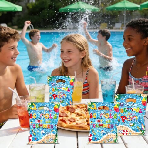 EUOYUFO 50pcs Schools Out for Summer Gift Bags with Handle Plastic Goodbye School Hello Pool Goodie Bags 9.84''x7'' End of School Year Theme Party Favor Treat Wrap Supplie in Saudi Arabia