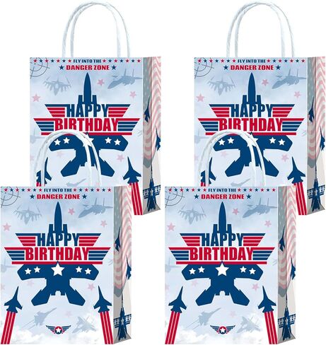 Tyndallrays 16 Pieces Fighter Jet Pilot Goodie Bags for Airplane Birthday Party Supplies,Air force Gift Snacks Treat Candy Party Favors Bags with Handles for Kids Adults Plane Theme Party Decorations in Kuwait