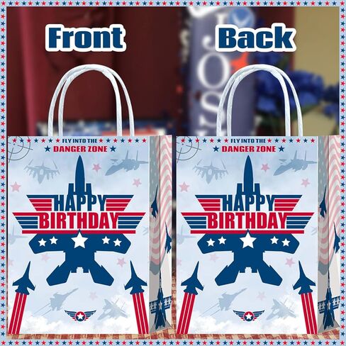 Tyndallrays 16 Pieces Fighter Jet Pilot Goodie Bags for Airplane Birthday Party Supplies,Air force Gift Snacks Treat Candy Party Favors Bags with Handles for Kids Adults Plane Theme Party Decorations in Kuwait