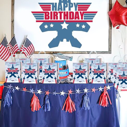 Tyndallrays 16 Pieces Fighter Jet Pilot Goodie Bags for Airplane Birthday Party Supplies,Air force Gift Snacks Treat Candy Party Favors Bags with Handles for Kids Adults Plane Theme Party Decorations in Kuwait