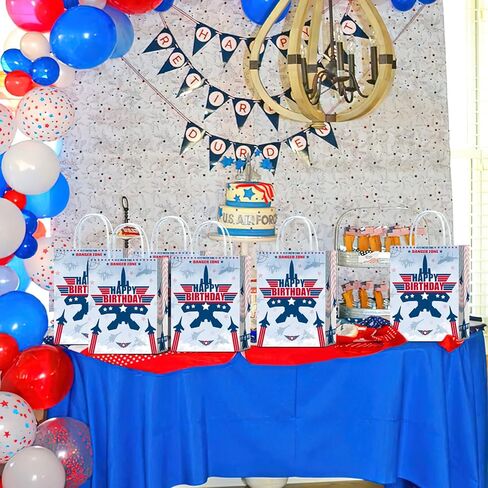 Tyndallrays 16 Pieces Fighter Jet Pilot Goodie Bags for Airplane Birthday Party Supplies,Air force Gift Snacks Treat Candy Party Favors Bags with Handles for Kids Adults Plane Theme Party Decorations in Kuwait