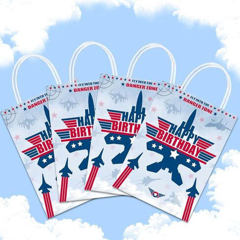 Tyndallrays 16 Pieces Fighter Jet Pilot Goodie Bags for Airplane Birthday Party Supplies,Air force Gift Snacks Treat Candy Party Favors Bags with Handles for Kids Adults Plane Theme Party Decorations in Kuwait