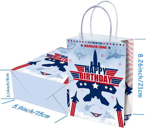 Tyndallrays 16 Pieces Fighter Jet Pilot Goodie Bags for Airplane Birthday Party Supplies,Air force Gift Snacks Treat Candy Party Favors Bags with Handles for Kids Adults Plane Theme Party Decorations in Kuwait