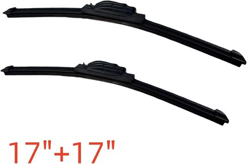 Windshield Wiper Blades (Pack of 2) 17" + 17" Universal J/U Hook Replacement Wiper Blades All Season Stable and Quiet Front Windshield Wipers in Kuwait
