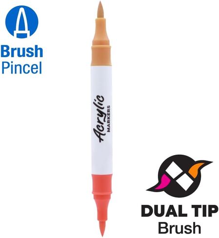 Pointer Acrylic Paint Markers – 24 Dual Tip Markers (48 Colors), Brush & Fine Tip, Multi-Surface Paint Pens for Rock Painting, Canvas, Wood, Glass, Ceramic & Fabric in Saudi Arabia