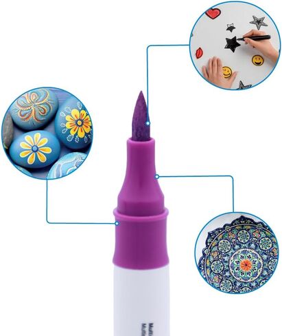 Pointer Acrylic Paint Markers – 24 Dual Tip Markers (48 Colors), Brush & Fine Tip, Multi-Surface Paint Pens for Rock Painting, Canvas, Wood, Glass, Ceramic & Fabric in Saudi Arabia