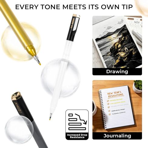 7 Extra-Large Capacity Black Gold Silver White Gel Pens,Fine Point Opaque Archival Gel Ink Pen Writing Set for Art Highlight, Professionals, Artists & Daily Use, Card Making & DIY Projects in Saudi Arabia