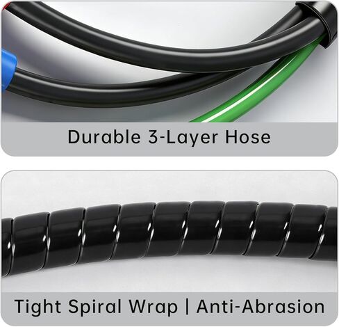 12FT 3-in-1 Semi Truck Air Line, 7-Way Electrical Power Cord Cable Assembly with 1 Stainless Steel Clamp & 1 Roll of Teflon Tape for a leak-proof seal (12FT) in Kuwait