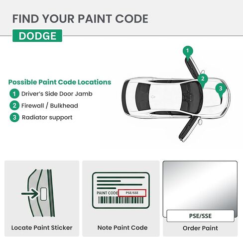 ERA Paints - PSE/SSE - Atomic Silver Metallic for DODGE Exact OEM Color Match Automotive Touch Up Paint for Cars - Scratch & Chip Repair for Metal & Plastic - Premium Kit - Made in USA in Kuwait