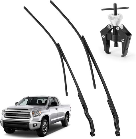 طقم ذراع ممسحة الزجاج الأمامي مع شفرات ممسحة وأداة سحب الذراع، مناسب لسيارة Toyota Sequoia 2008-2019، Tundra 2007-2019 - استبدل 85221-0c020 85211-0c020 (أمامي يسار ويمين) in Kuwait