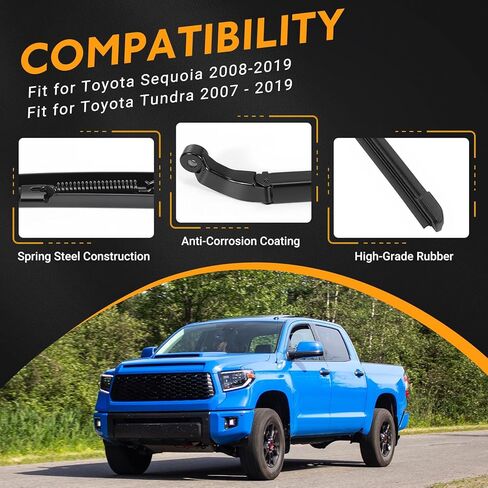 طقم ذراع ممسحة الزجاج الأمامي مع شفرات ممسحة وأداة سحب الذراع، مناسب لسيارة Toyota Sequoia 2008-2019، Tundra 2007-2019 - استبدل 85221-0c020 85211-0c020 (أمامي يسار ويمين) in Kuwait