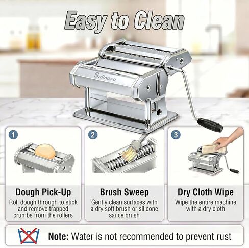 Sailnovo Pasta Maker Machine, 180 Roller Pasta Maker, 9 Adjustable Thickness Settings 2-in-1 Noodles Maker with Rollers and Cutter, Perfect for Spaghetti, Fettuccini, Lasagna or Dumpling Skin Silver in Saudi Arabia