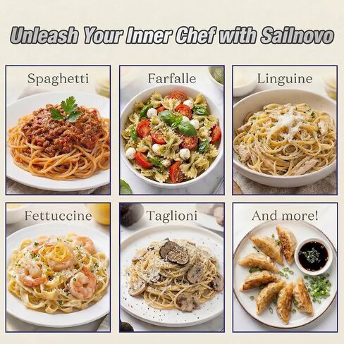 Sailnovo Pasta Maker Machine, 180 Roller Pasta Maker, 9 Adjustable Thickness Settings 2-in-1 Noodles Maker with Rollers and Cutter, Perfect for Spaghetti, Fettuccini, Lasagna or Dumpling Skin Silver in Saudi Arabia