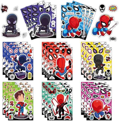 Spider Stickers, 24 Sheets Make Your Own Cartoon Stickers, 8 Designed Characters Sticker, Cute Cartoon Themed DIY Art Craft Party Supplies in Saudi Arabia