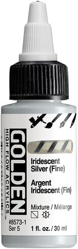 High Flow Acrylics by GOLDEN, Iridescent Silver (Fine), 1 fl. oz. Bottle, Professional Acrylic Paint, Semi-Transparent in Kuwait