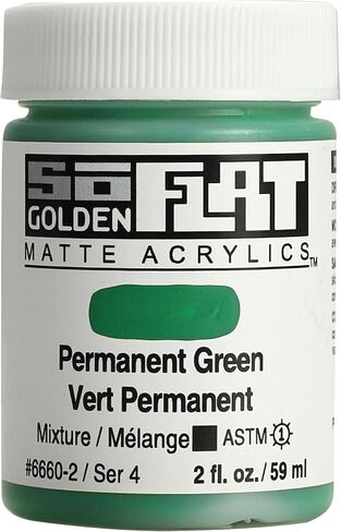 Golden SoFlat Matte Acrylic Paint, 2oz jar, Permanent Green (6660-2) in Kuwait