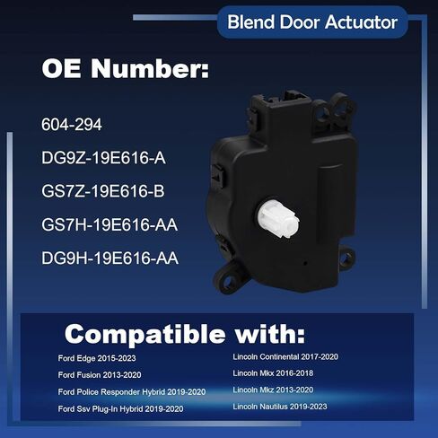 مشغل باب مزيج سخان HVAC متوافق مع Ford Edge 2015-2023 Fusion 2013-2020 Lincoln Mkx 2016-2018 Mkz 2013-2020 Nautilus 2019-2023 OEM#604-294 DG9Z-19E616-A GS7Z-19E616-B in Kuwait