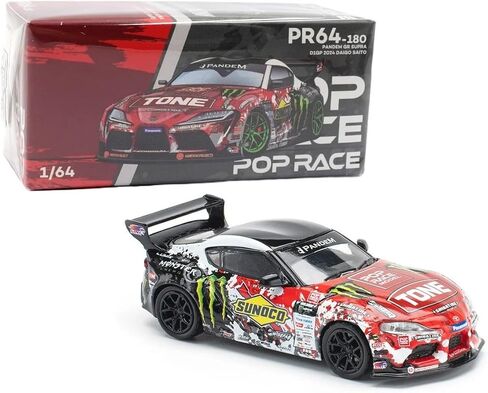 نموذج سيارة مصبوب 1:64 متوافق مع Pandem Toyota GR Supra D1 GP 2024 DAIGO Saito إصدار محدود من Pop Race PR640180 in Kuwait