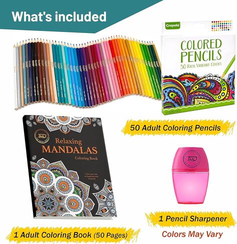 The Mega Deals Colored Pencils for Adults, 50 Coloring Pencils for Adult Coloring Books, Smooth & Vibrant Color Pencil Set with Mandala Coloring Book & Sharpener, Art Supplies for Adults & Teens in Kuwait