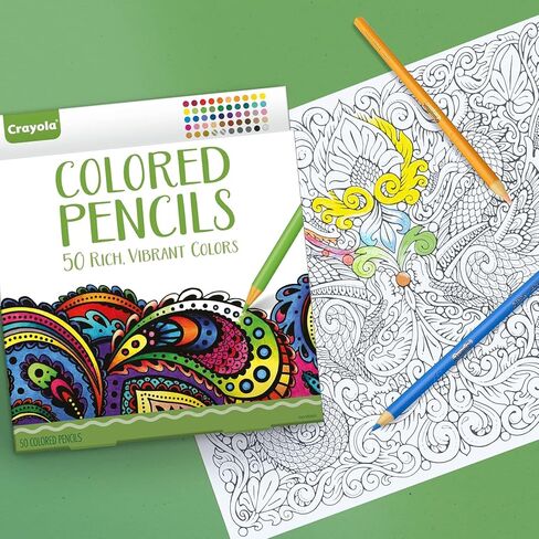 The Mega Deals Colored Pencils for Adults, 50 Coloring Pencils for Adult Coloring Books, Smooth & Vibrant Color Pencil Set with Mandala Coloring Book & Sharpener, Art Supplies for Adults & Teens in Kuwait