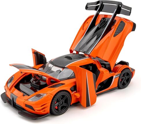 1:32 Scale Car Model Compatible for Collectible ONE1 Toy Vehicle, Zinc Alloy Pull Back Toy Car with Sound and Light for Kids Adults, Birthday Gift Orange in Saudi Arabia