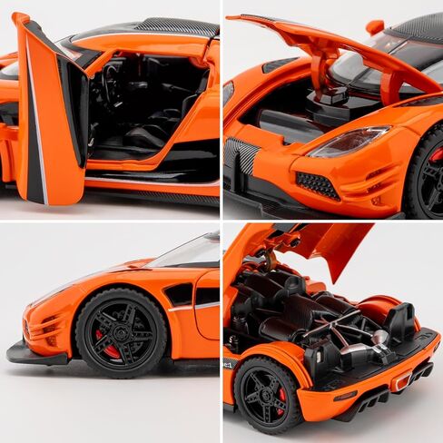 1:32 Scale Car Model Compatible for Collectible ONE1 Toy Vehicle, Zinc Alloy Pull Back Toy Car with Sound and Light for Kids Adults, Birthday Gift Orange in Saudi Arabia