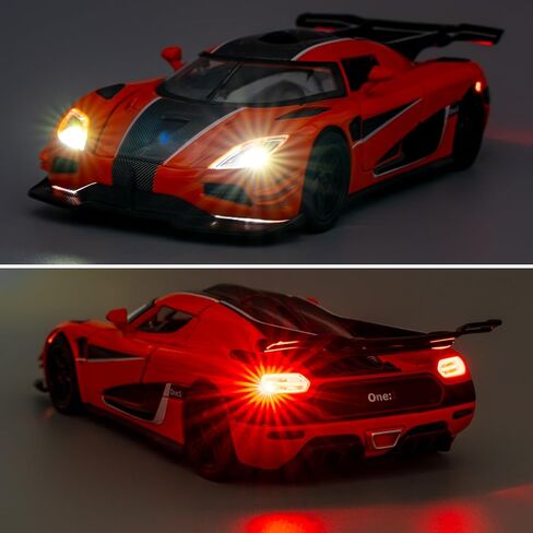 1:32 Scale Car Model Compatible for Collectible ONE1 Toy Vehicle, Zinc Alloy Pull Back Toy Car with Sound and Light for Kids Adults, Birthday Gift Orange in Saudi Arabia
