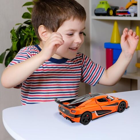 1:32 Scale Car Model Compatible for Collectible ONE1 Toy Vehicle, Zinc Alloy Pull Back Toy Car with Sound and Light for Kids Adults, Birthday Gift Orange in Saudi Arabia