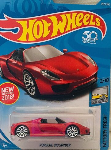 Hot Wheels Factory Fresh 2/10, RED Porsche 918 Spyder 292/365 50TH Anniversary Card in Kuwait