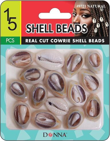 Donna Collection Natural Cut Cowrie Shell Beads for Hair Braids & Crafts – Real Sea Shell Charms for Dreadlocks, Locs, Twists – DIY Jewelry Making & Beach Accessories – 15 Pieces in Kuwait