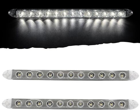 16" Slim-Line Indicator Light Bar, Red LED, Clear Reflex Lens, 11 LED, Super Bright, Stop/Tail/Turn, Surface Mount, 12V, IP65 Waterproof, DOT FMVSS 108/SAE, for Truck, Utility Trailer, RV, Campers in Kuwait