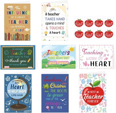 36 PCS Teacher Appreciation Cards 12 Designs Teacher Thank You Cards with Envelopes and Stickers 4x6"Blank Teachers Appreciation Cards Bulk Student for End of Year Graduation Teacher Appreciation Week in Saudi Arabia