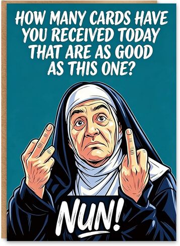 Funny Birthday Card, Rude Birthday Gift for Men and Women, Sassy Nun Birthday Card for Friend, with Kraft Envelope and Gold Seal Sticker in Saudi Arabia